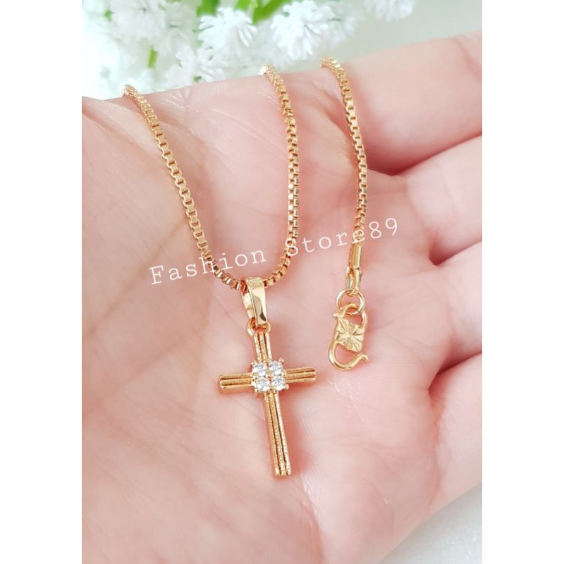 Kalung Fashion salib Xuping import kalung rohani perhiasan lapis emas xuping Bestquality