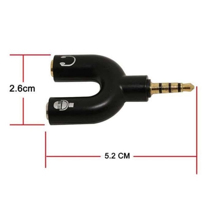 Audio Splitter Jack 3.5mm to dual female U 2in1 audio dan audio