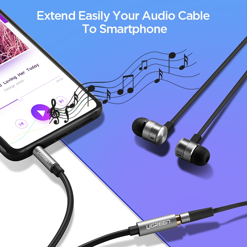 【Stok Produk di Indonesia】Ugreen Kabel Adapter Extension Audio Stereo 3.5mm Male Ke Female Lapis Emas Panjang 5M Untuk Smartphone / Tablet