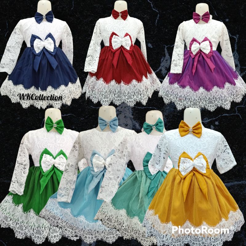 GAUN PESTA ANAK PEREMPUAN DRESS TUTU PEREMPUAN BAHAN BRUKAT