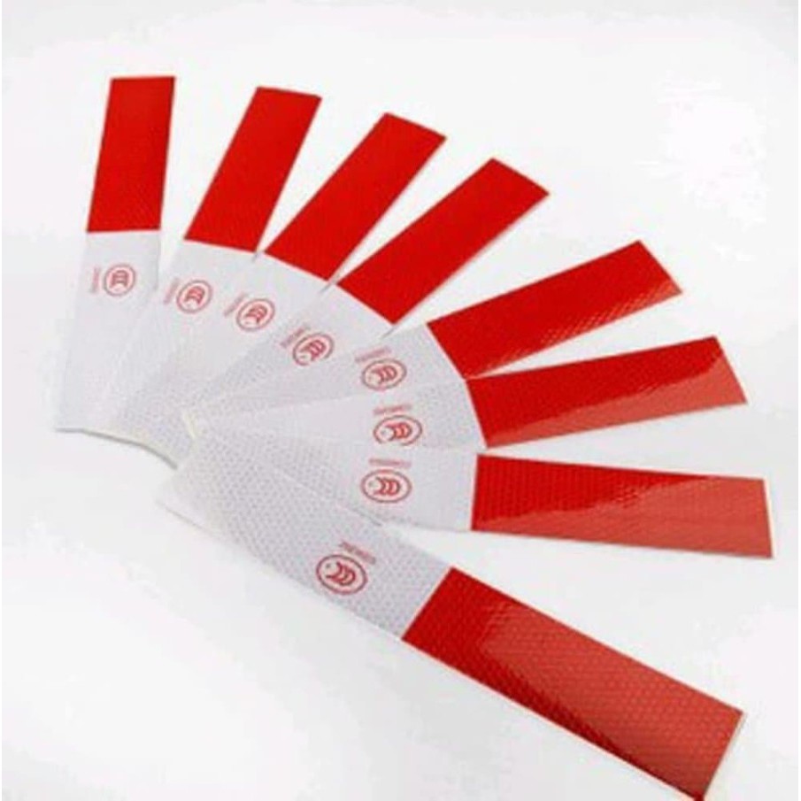 Sticker Safety Reflective Stiker Merah Putih Luminasi Mobil Motor 30Cm