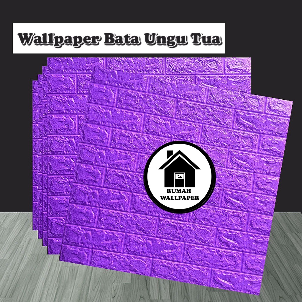 RW Wallpaper Foam Ungu Tua Bata 3D Bata Warna Ungu Tua Premium Wall Paper Sticker Tebal 3MM