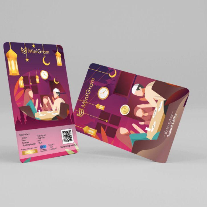 Diskon Besar➽ ➽ Minigram Logam Mulia Emas Gift Series PVC Edisi Ramadhan/Lebaran/Idul fitri ukuran 0.005gram Gratis Box Vɪя͢ʊ͋S͚