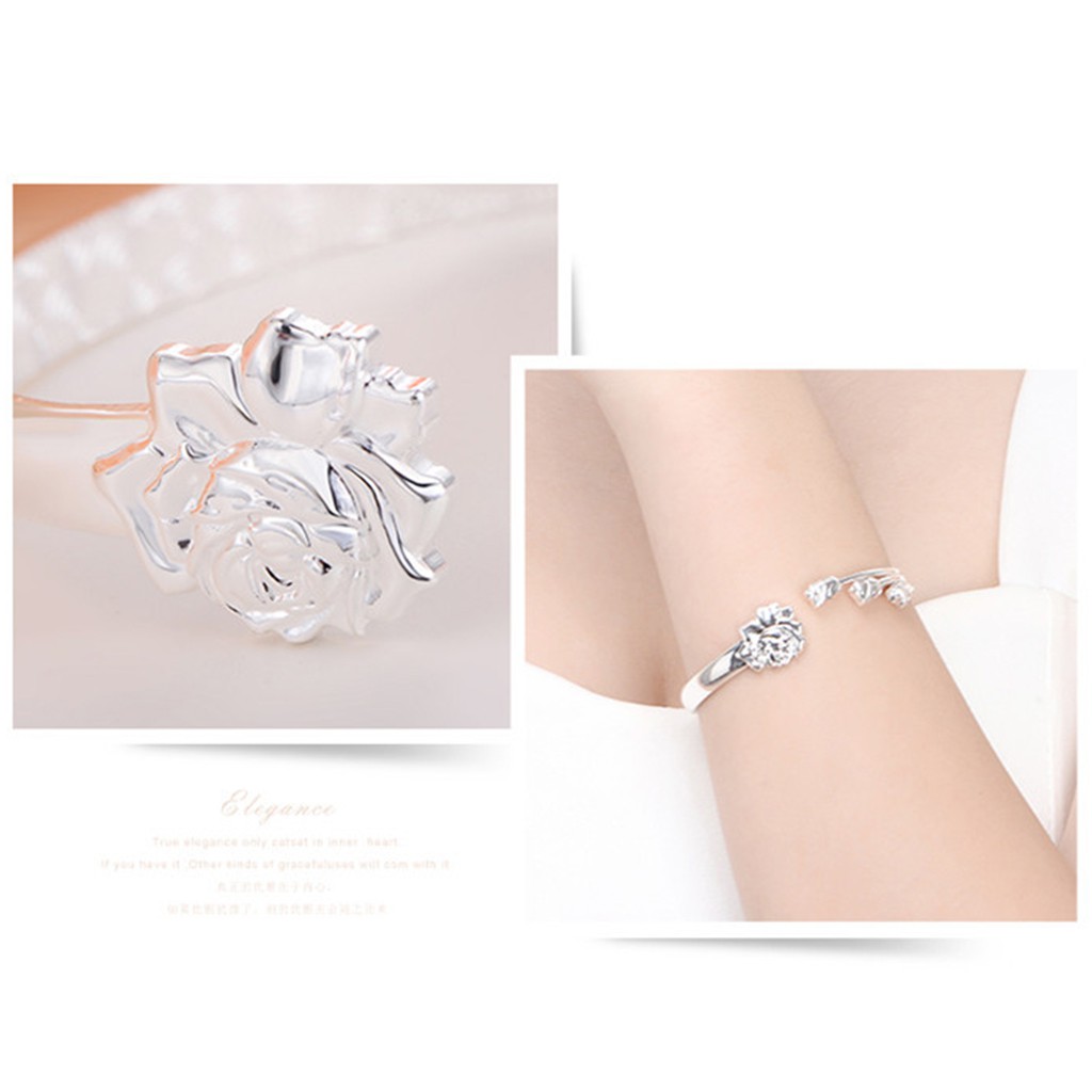 925 gelang perak murni untuk wanita tiga perhiasan kreatif gelang mawar