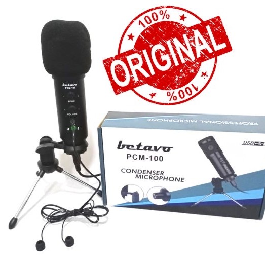 Mic Podcast Condenser Studio USB Betavo Original PCM 100 - PCM100 utk Recording Vocal TERBAIK