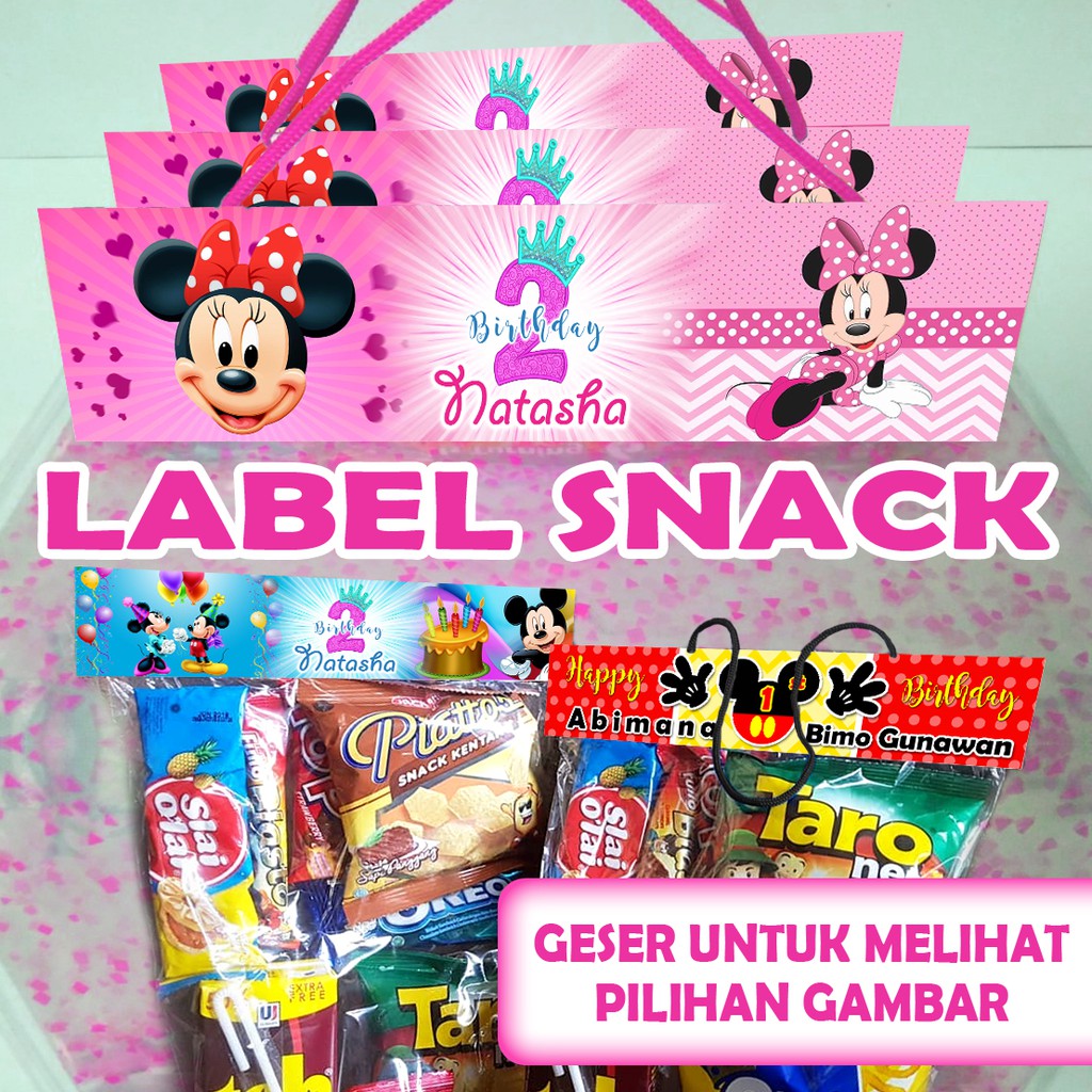 

LABEL PLASTIK SNACK TEMA MICKEY MINNIE ULTAH / ULANG TAHUN LEBAR 20CM