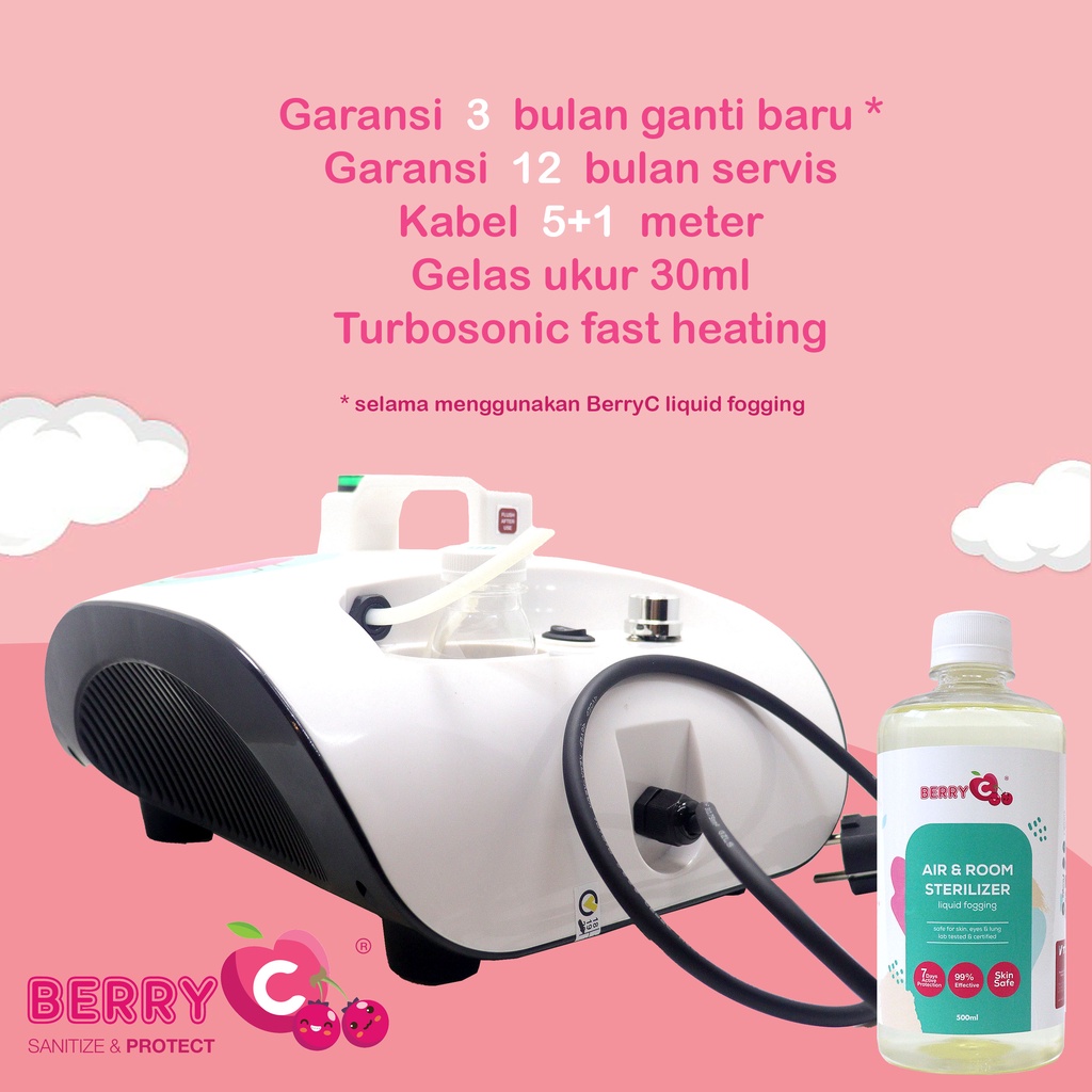 BERRY C MESIN FOGGING BerryC LIQUID FOGGING FOG 500ML ROOM &amp; AIR SANITIZER STERILIZER 500 ML BPOM DISINFECTANT DESINFEKTAN RUANGAN WITH ACTIVE PROTECTION &amp; MOSQUITO REPELLENT REPELLANT ANTI NYAMUK VIRUS KUMAN FUNGI JAMUR BAKTERI VIRAL