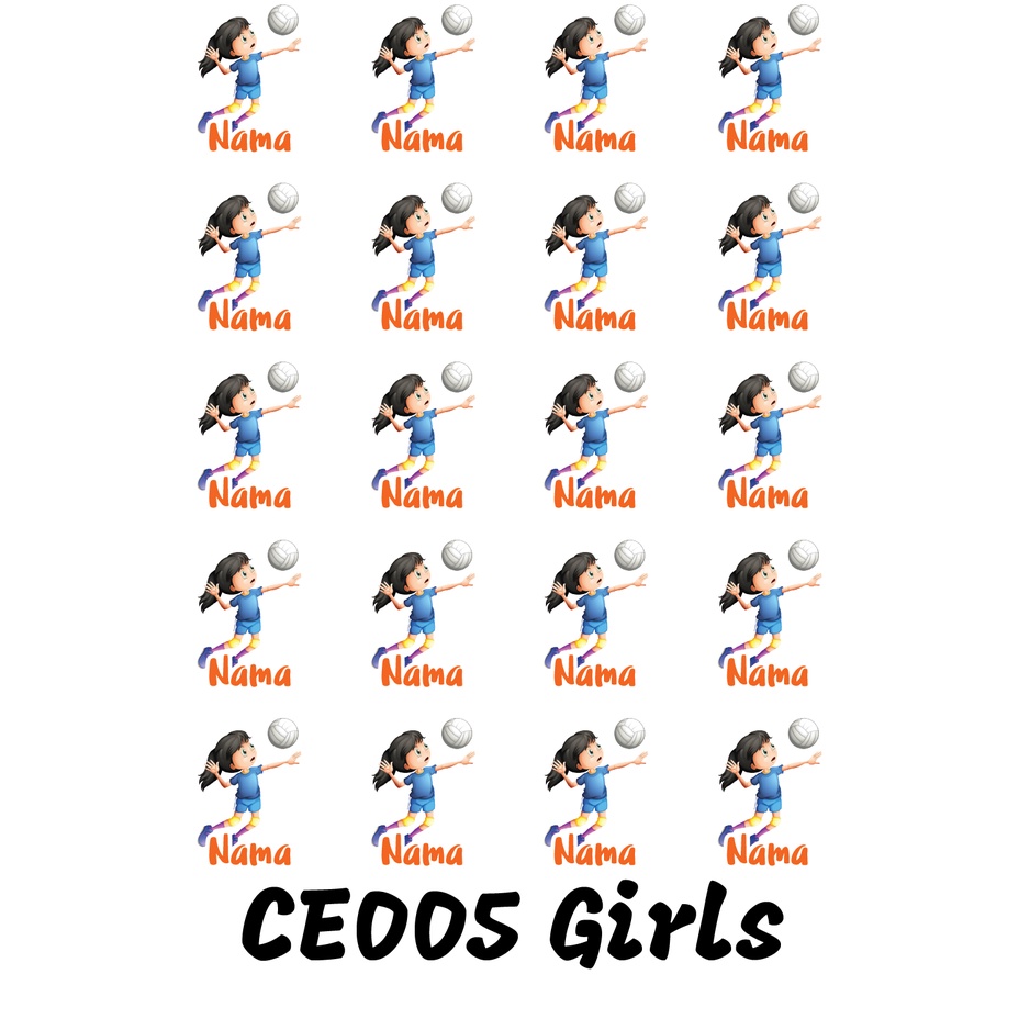 

Sticker Nama Cutting Label Waterproof Tahan Air Girls Sport 05 (CE005)
