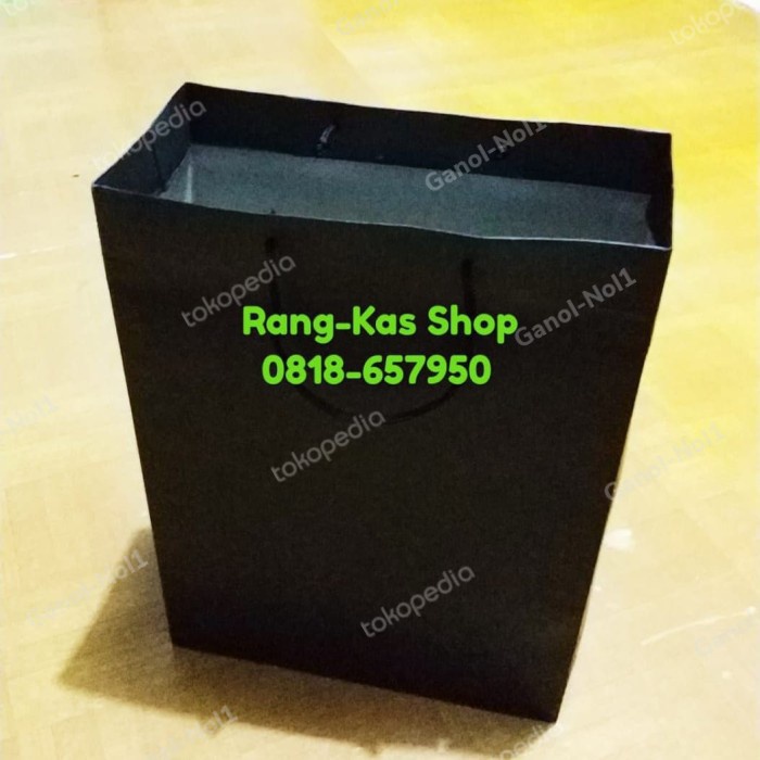 

(TERLARIS) Paperbag HITAM Polos Folio karton Duplex Tebal