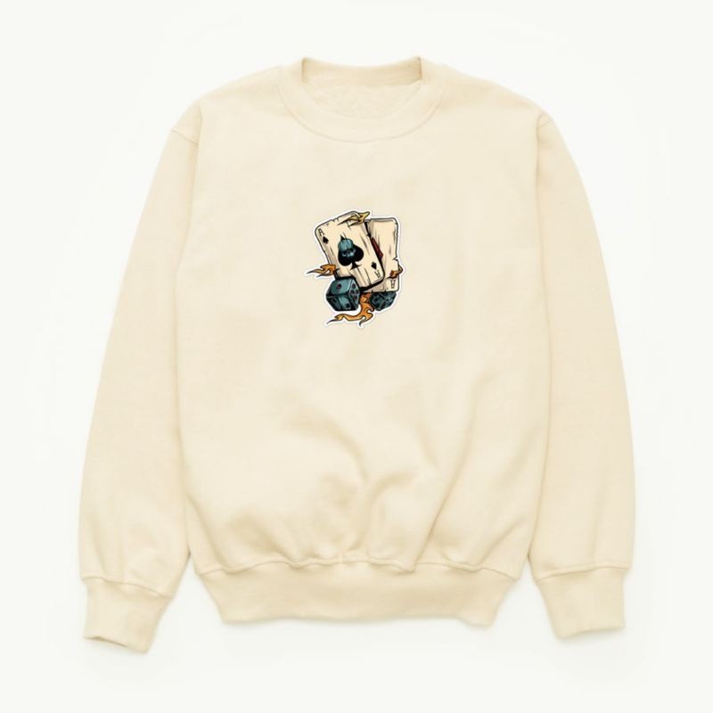 Sweater Pria Distro Cart Crewneck Pria Cream Sablon Suiter Cowok Jumbo Switer Krunek Oversize