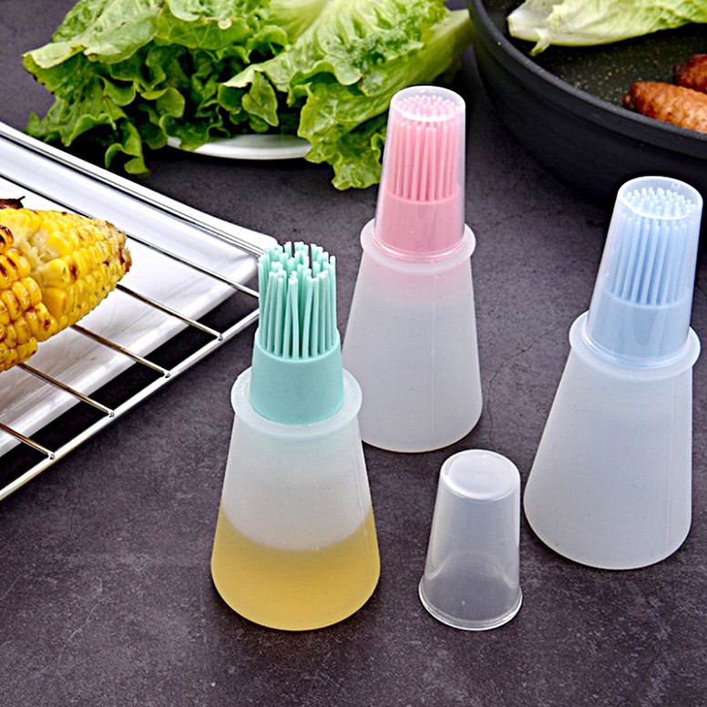 As1910 Botol Kuas Oles Minyak Silikon BBQ Silicone Basting Oil Brush Bottle