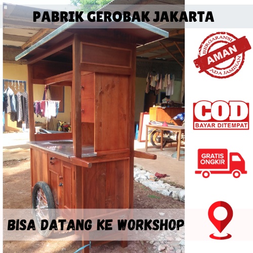 Workshop Gerobak Jualan / Gerobak Mie Ayam Dorong Di Jakarta / Gerobak Bakso Ukuran 120. Bisa Datang Ke Lokasi