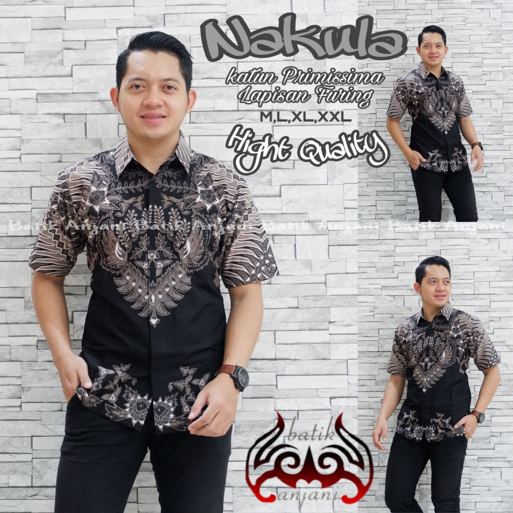 NAKULA Kemeja Batik Pria Lengan Pendek Katun Halus FULL FURING Batik Anjani