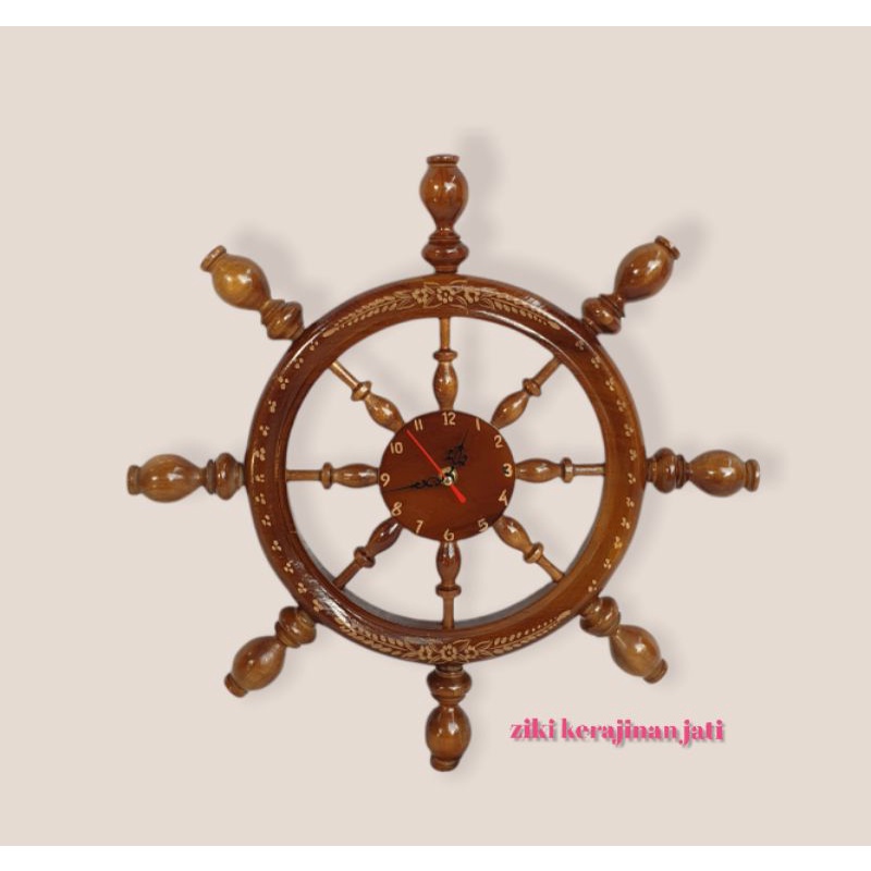 Jam Nahkoda Besar Natural Kayu Jati