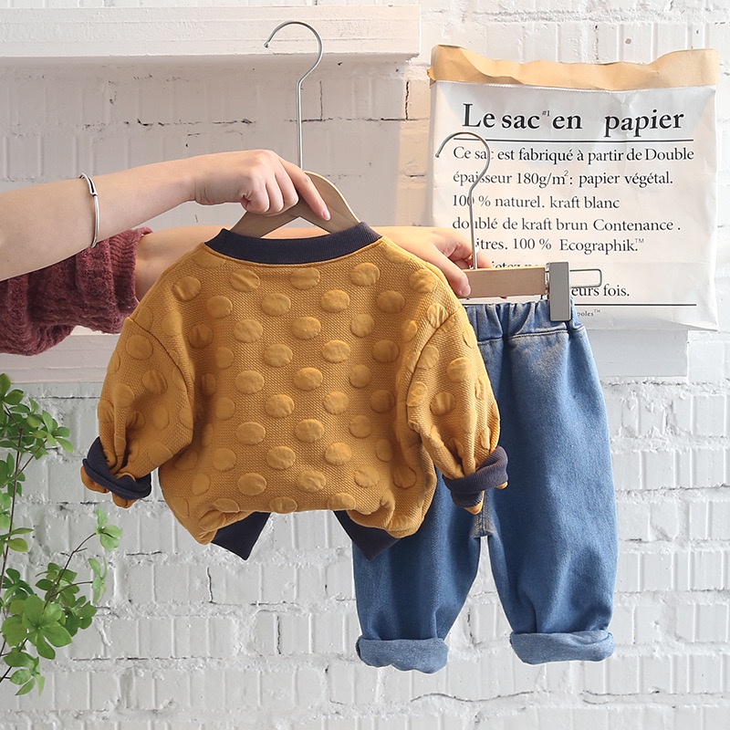 COD setelan anak laki laki import setelan sweater lengan panjang motif Smile setelan baju anak cowok impor sweater anak laki laki import fashion korea-5