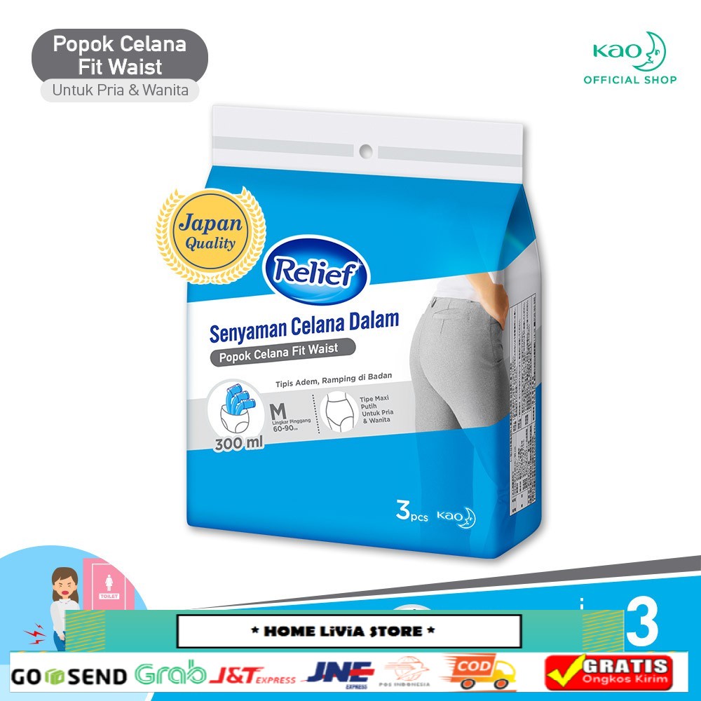 RELIEF Popok Celana Dewasa Fit Waist Size M (3 pcs)