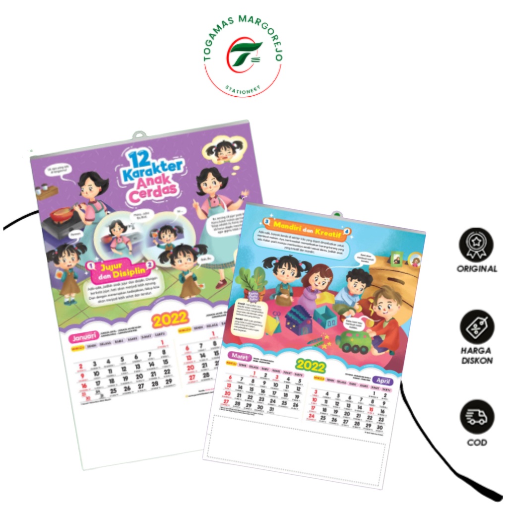 

READY STOCK !! KALENDER 2022, 12 KARAKTER ANAK CERDAS