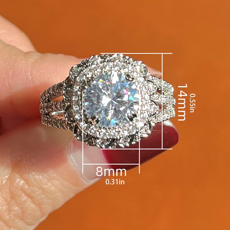 Fancyqube Cincin Kristal Cubic Zircon AAA Untuk Wanita