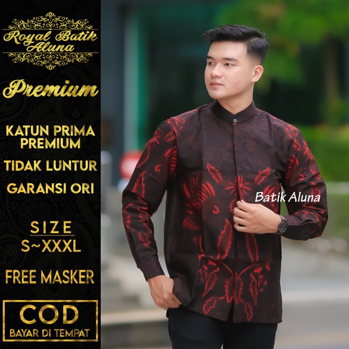 Baju Koko Pria Lengan Panjang Batik Baju Muslim Lebaran Motif Resmi Casual Formal Santai Original Pr