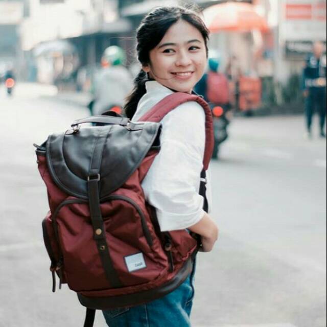 Tas Ransel Backpack Laptop Kuliah Tusk Mozza Maroon