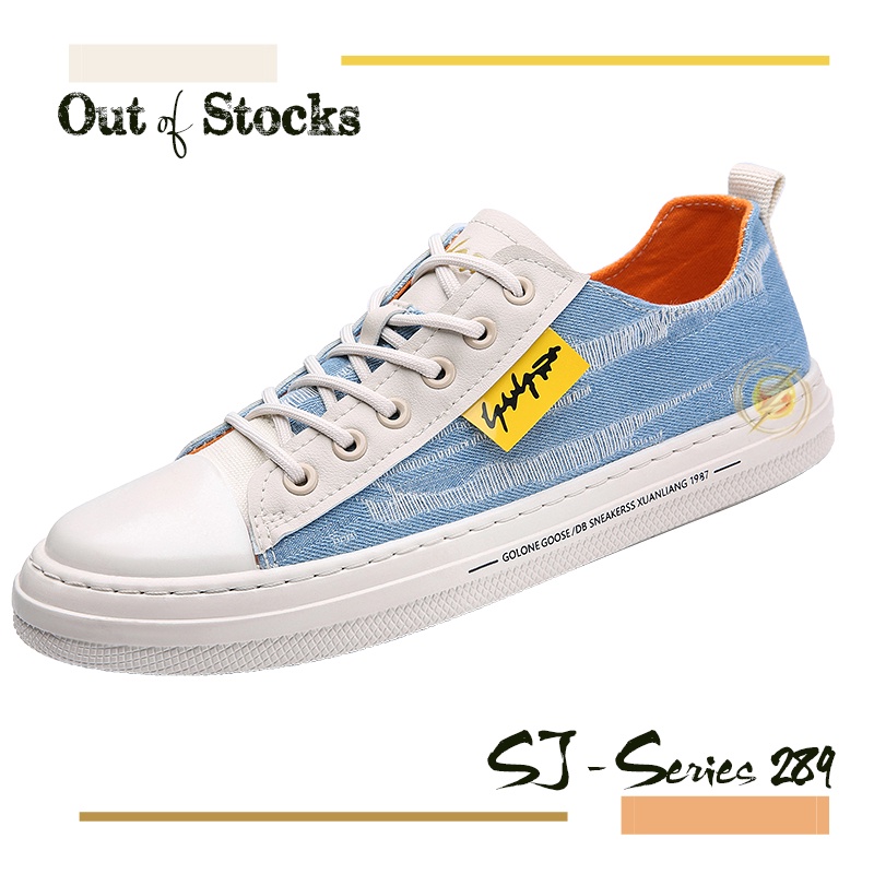 [NOOS] Sepatu Sneakers Pria Motif Jeans Keren dan Trendy Kualitas Import Premium -289 BIRU