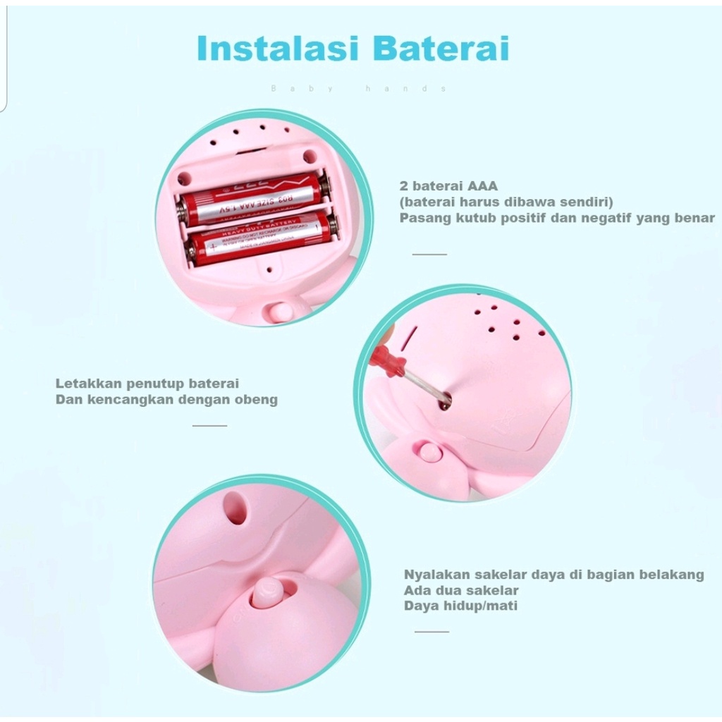 MAINAN BAYI TONGKAT GENGGAM RATTLE + TEETHER + MUSIK + LAMPU KELAP KELIP MAINAN GENGGAM - BD