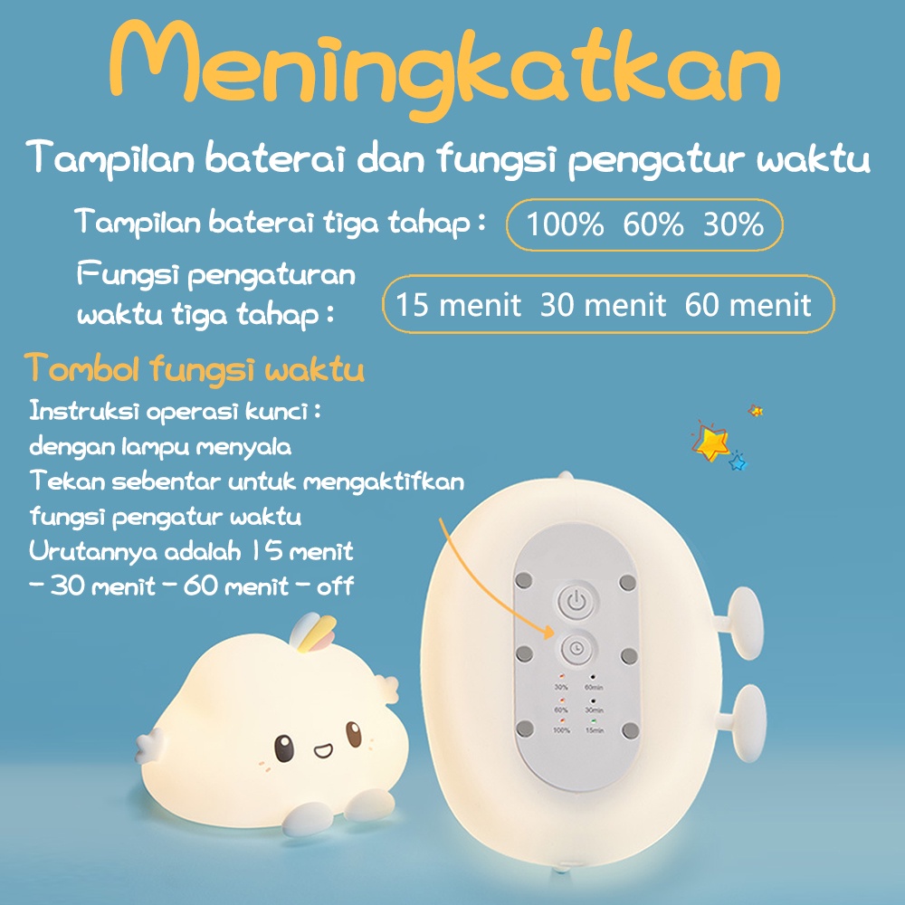 【Stok Baru】Lampu malam ringan LED bentuk lucu termasuk remote control