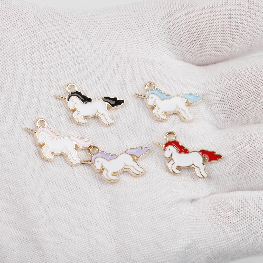 10 pcs/lots Zinc Alloy Enamel Unicorn Pesona Liontin untuk Kalung Anting-Anting Gelang DIY Temuan Perhiasan Membuat Aksesoris