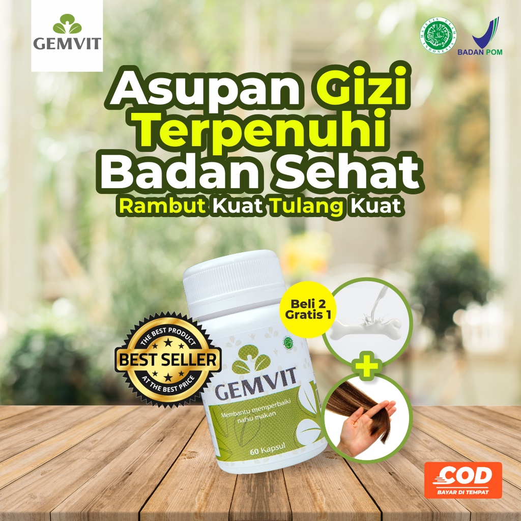 Gemvit obat gemuk penambah berat badan nafsu makan anak dewasa pencerah wajah badan bpom 100% ori