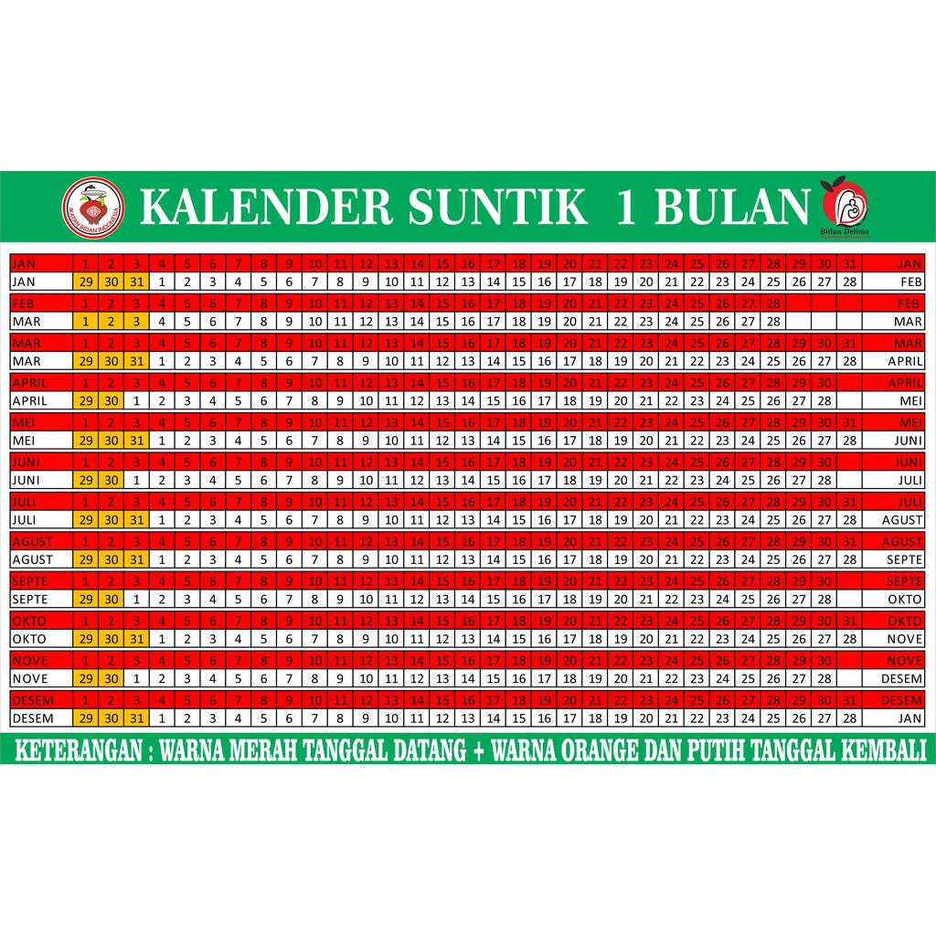 

Kalender KB 1 bulan