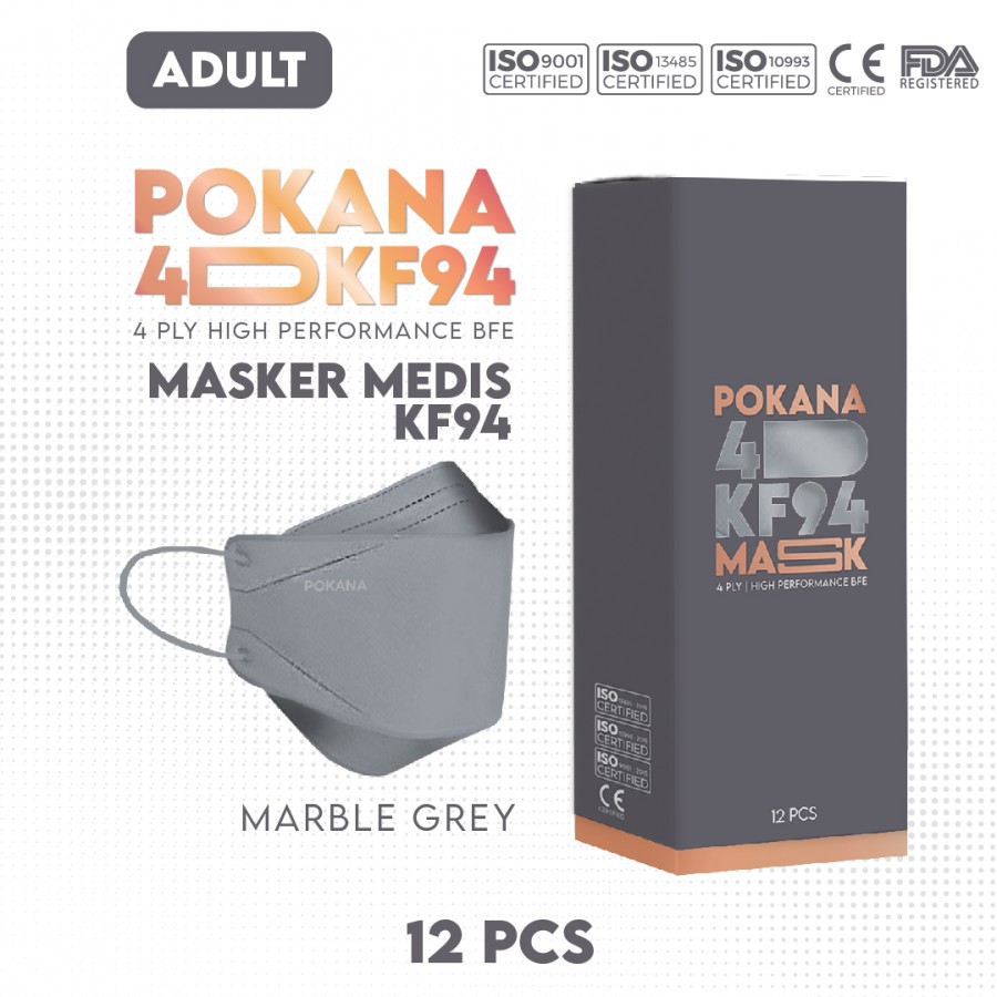 POKANA 4D KF94 Earloop Medical Face Mask ( Pouch isi 2's)