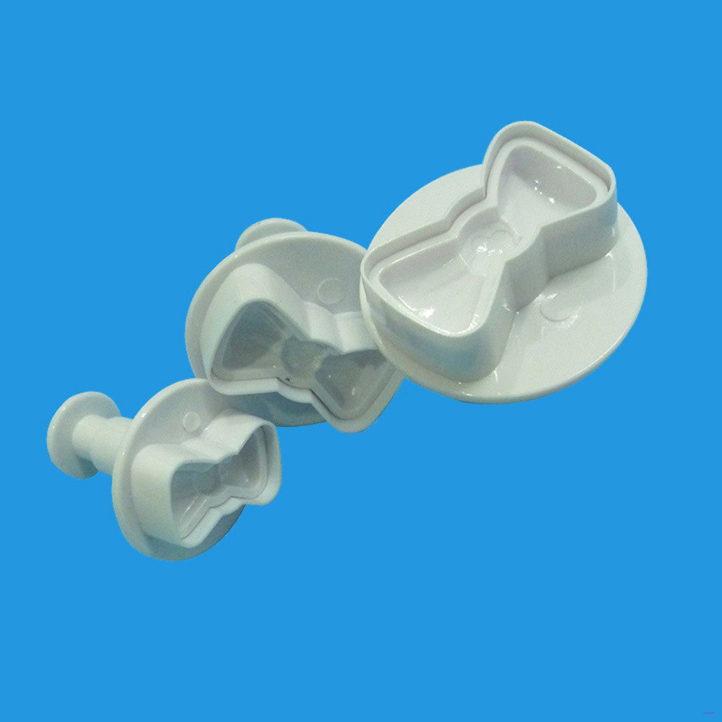 3pcs Cetakan Pemotong Adonan Kue Desain Pola Pita Bahan Plastik