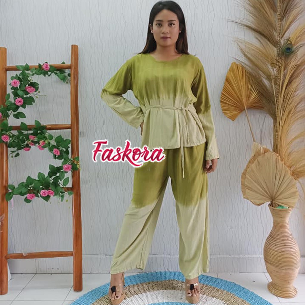 Piyama Kekinian Set Rayon Tie dye STN06 / Piyama Lengan Panjang Wanita Jumbo / Piyama Set Jumbo