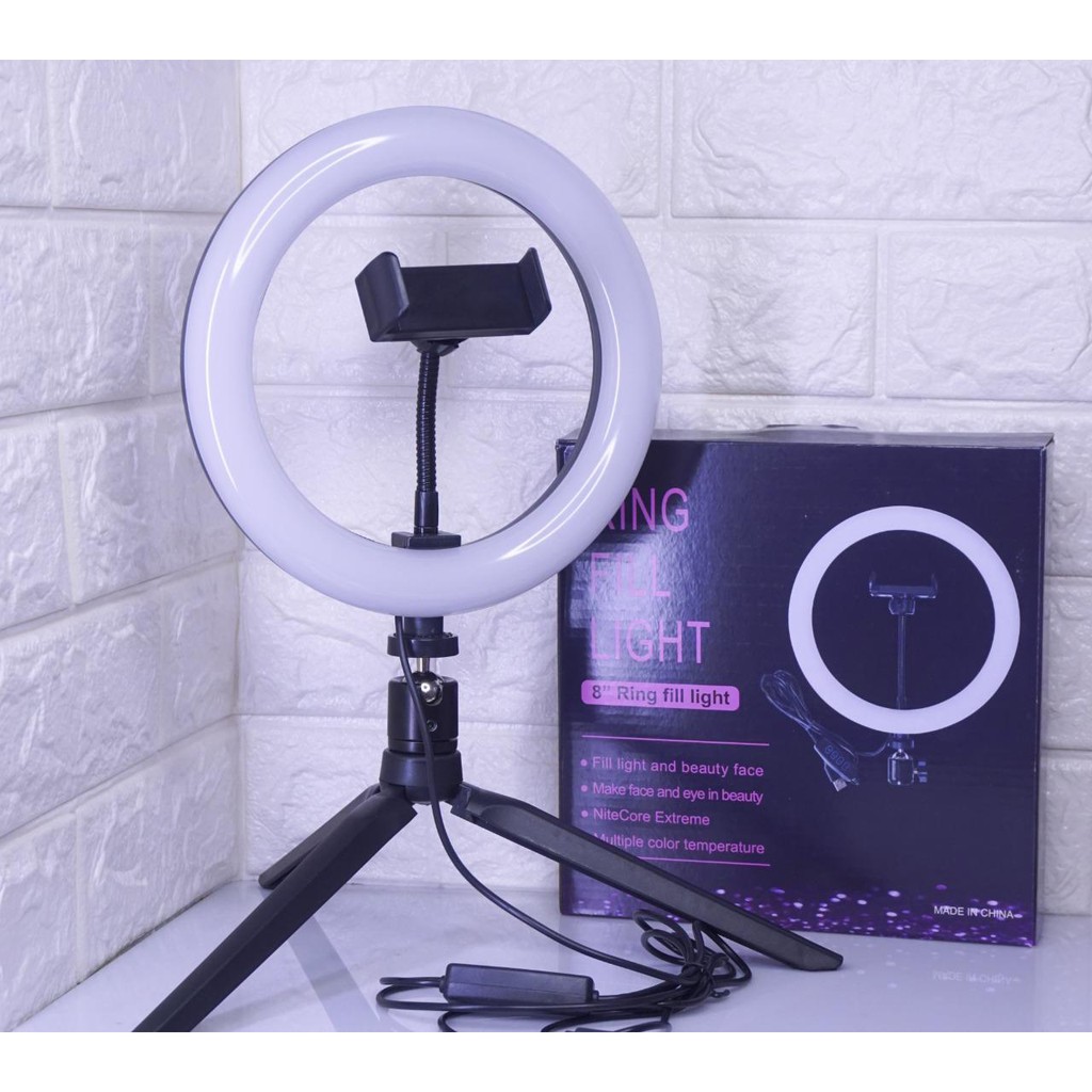 GoodCase -【Termurah paket komplit 】 Led Ring Light 20cm + Tripod Meja For Yotubers Vloggers