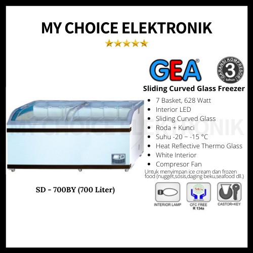 GEA Sliding Curved Glass Freezer SD-700BY 2 COMPRESSOR