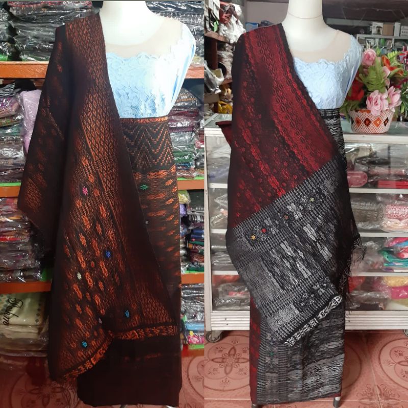 ORIGINAL SONGKET PIALA KOSONG TONUNAN TARUTUNG SONGKET MERAH MARON SILVER PUCCA BINTIK TENUN TANGAN 