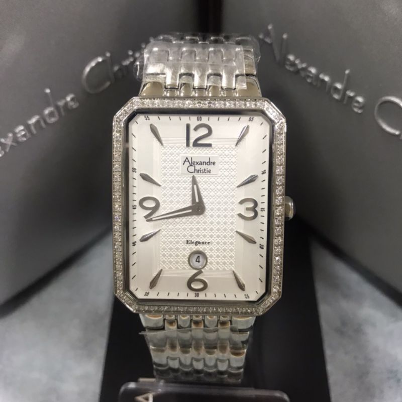 Jam Alexandre Christie AC 8391 MD BSS Pria Rantai Silver Segi