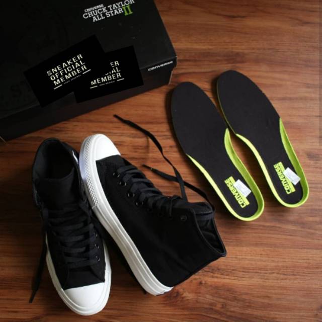 Sepatu Converse CT Chuck Taylor 2 All Star Lunarlon HI High Black White BNIB Original Premium