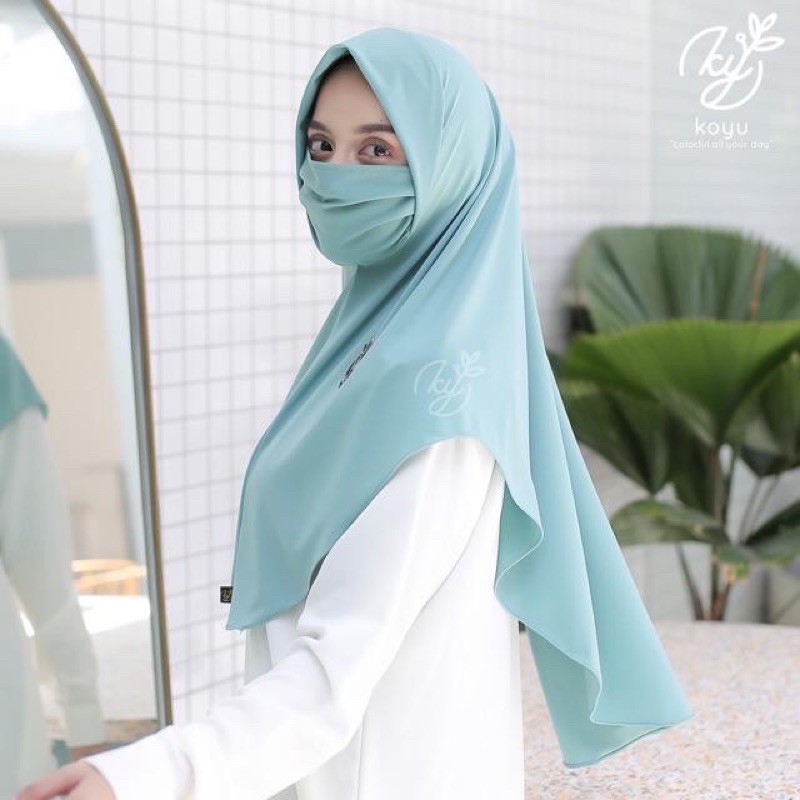 Hijab Instan Bergo Kifana Masker - Koyu