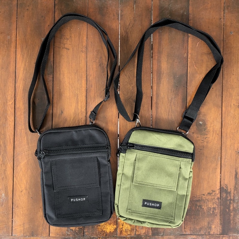 [BISA COD] REAL TAS SELEMPANG SLING BAG TAS WALLET KECIL MINI DISTRO PRIA WANITA | TAS KAIN KANVAS S