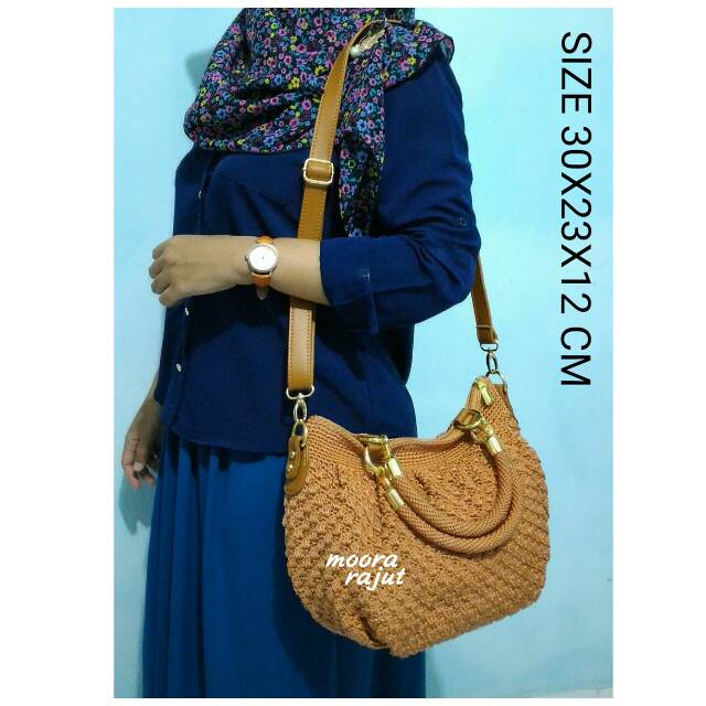 Tas rajut nilon HOBO ULIR KUNING GOLD