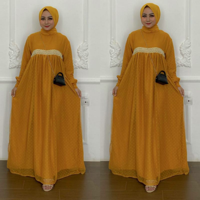 Dress Gamis Kombinasi Tile