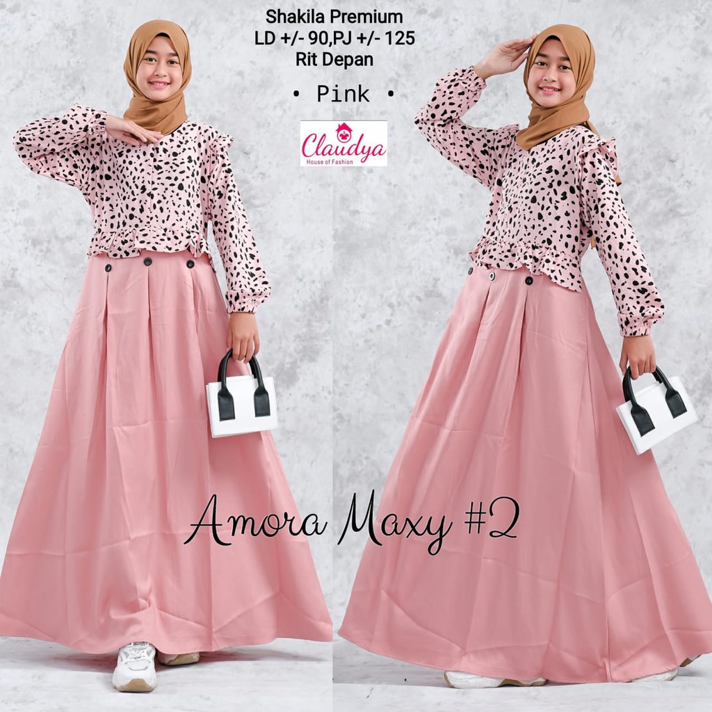 MAXY DRESS/GAMIS DENGAN RIT DEPAN SUPER ELEGAN & CANTIK ~ BAHAN SHAKILA PREMIUM ~ AMORA MAXY #2 ORIG