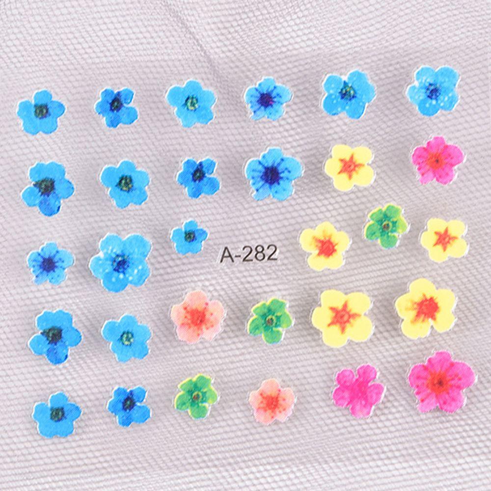 AUGUSTINA Agustina Bunga Stiker Kuku 30Pcs /set Segar Perekat Diri DIY Nail Decals