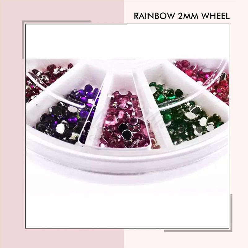 Rainbow rhinestones wheel nail art rhinestone 2mm 12 warna