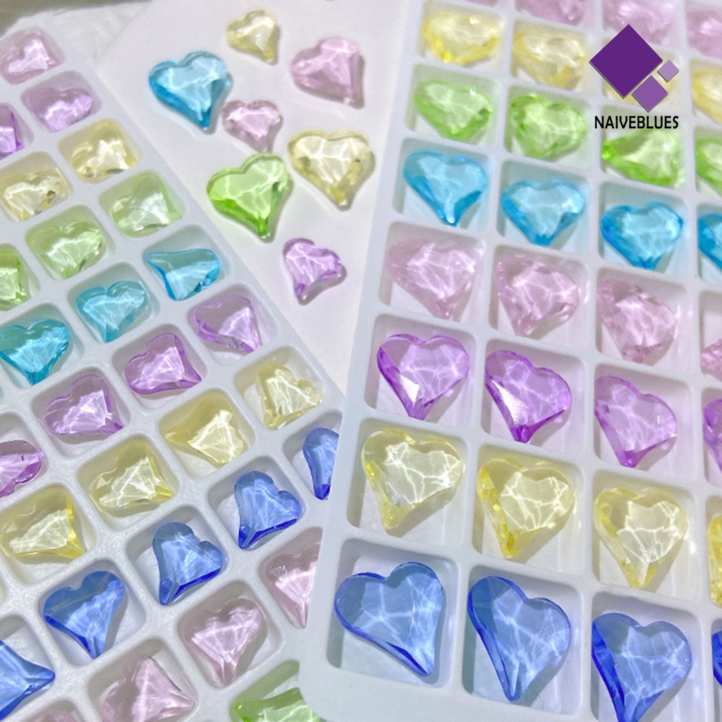 Naiveblue &gt; 10Pcs / Set Charms Berlian Imitasi Bentuk Hati Transparan Untuk Dekorasi Nail Art 3D