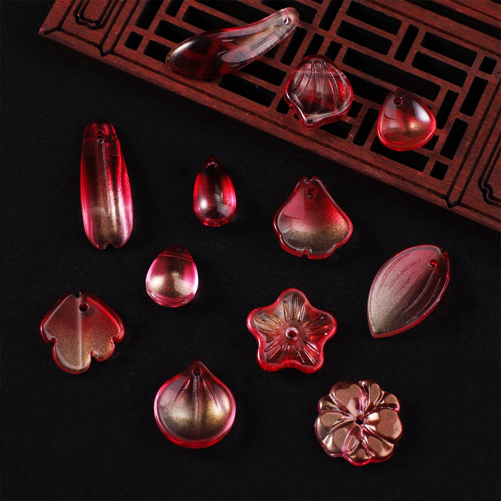 Hot Sale New Gradient Style 10Pcs/Lot Mix Size/Color Glass Petals Beads Pendant for Jewelry Pendant Necklace DIY Findings