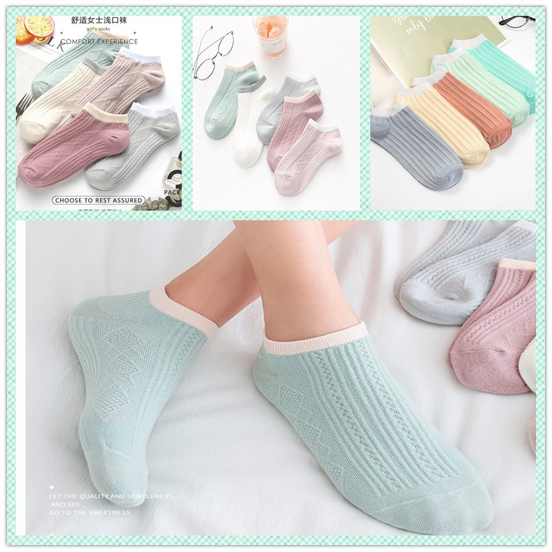 BEE - Kaos Kaki Korea Style Fashion Casual Sport Motif Garis Bahan Katun Warna Polos Sock SC 21