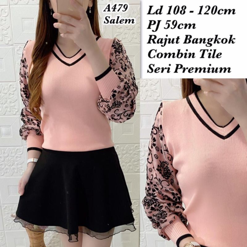 blus rajut zara woman putih pink salem kuning merah maroon flower bunga clover import