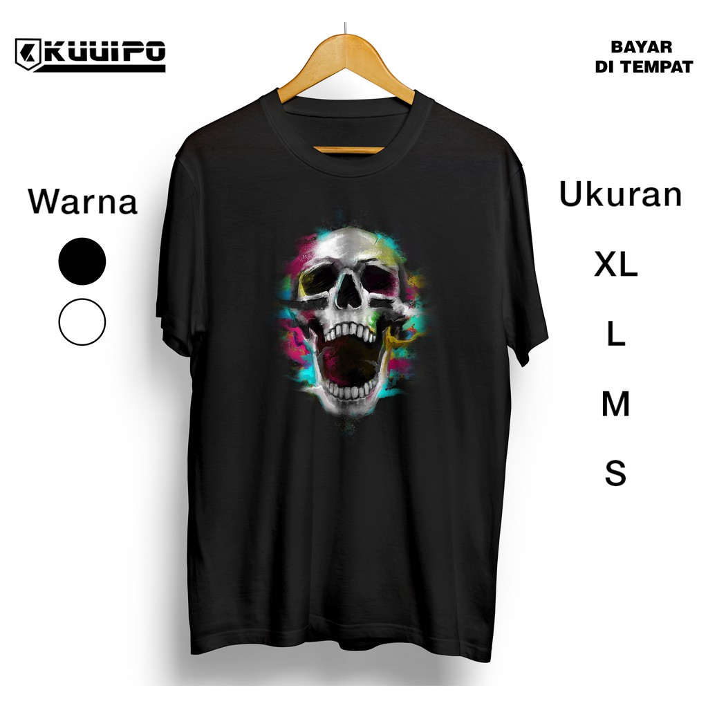 KAOS GRAFFITI SKULL / BAJU DISTRO PRIA / PAKAIAN COWOK ANAK JALANAN / LAKI PUNK GOTHIC / TENGKORAK